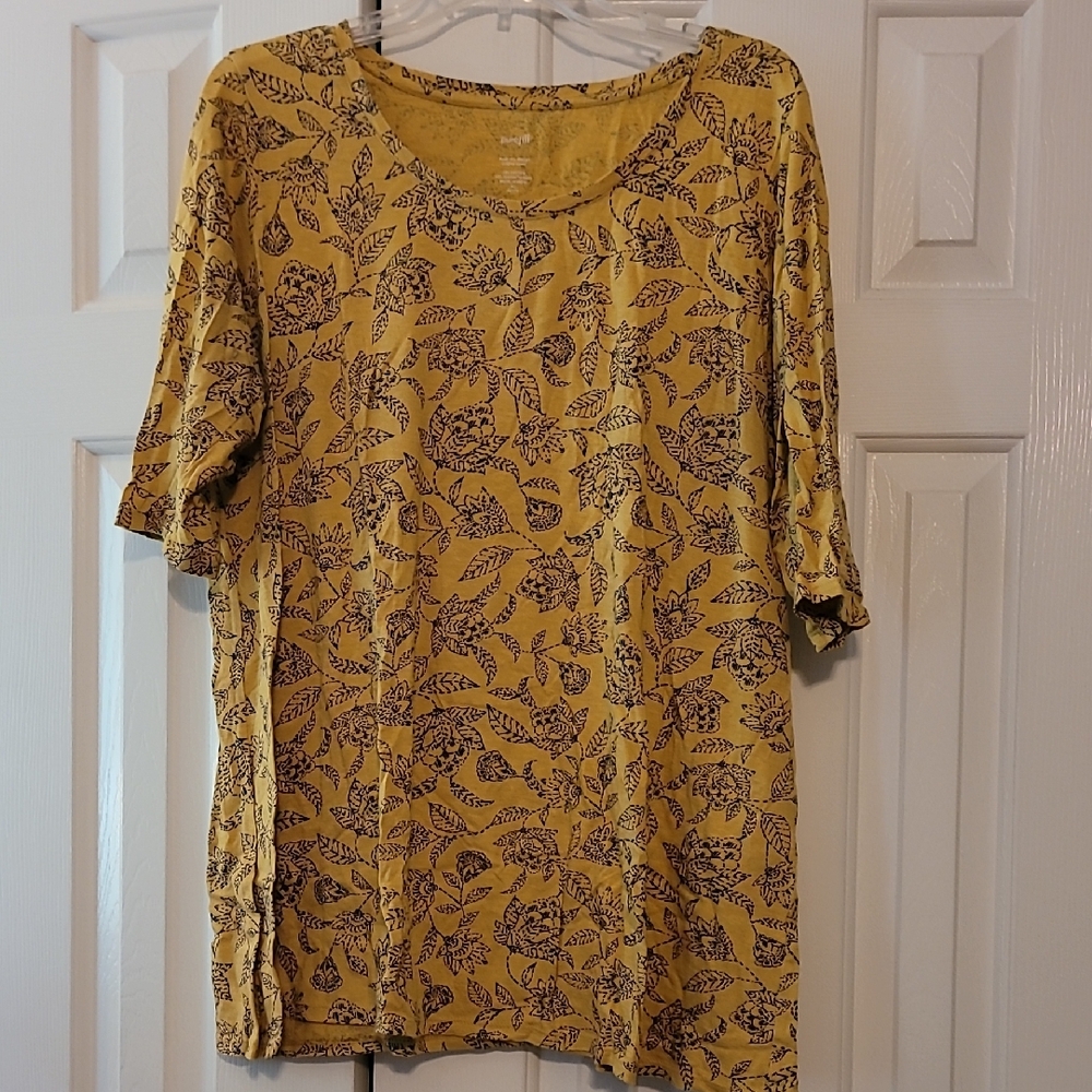 J. Jill Navy Floral And Gold Tunic Like New Petite XL